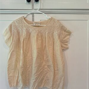 Current/Elliott Orange Pleated Short Sleeve Blouse